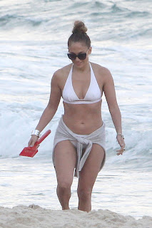 Jennifer Lopez in a White Bikini on a beautiful beach in Rio de Janeiro