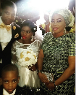 Mayorkun's Mom, Actress Toyin Adewale, Rocks Owambe Ankara Outfit To A Wedding