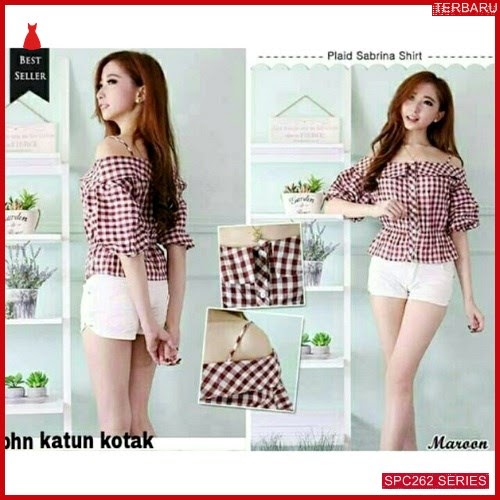 SPC262P48 Plaid Blouse Katun Bhn Atasan Wanita | BMGShop