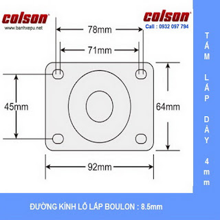 Bánh xe inox 304 chịu nhiệt xoay có khóa Colson | 2-4456-53HT-BRK4 banhxedaycolson.com