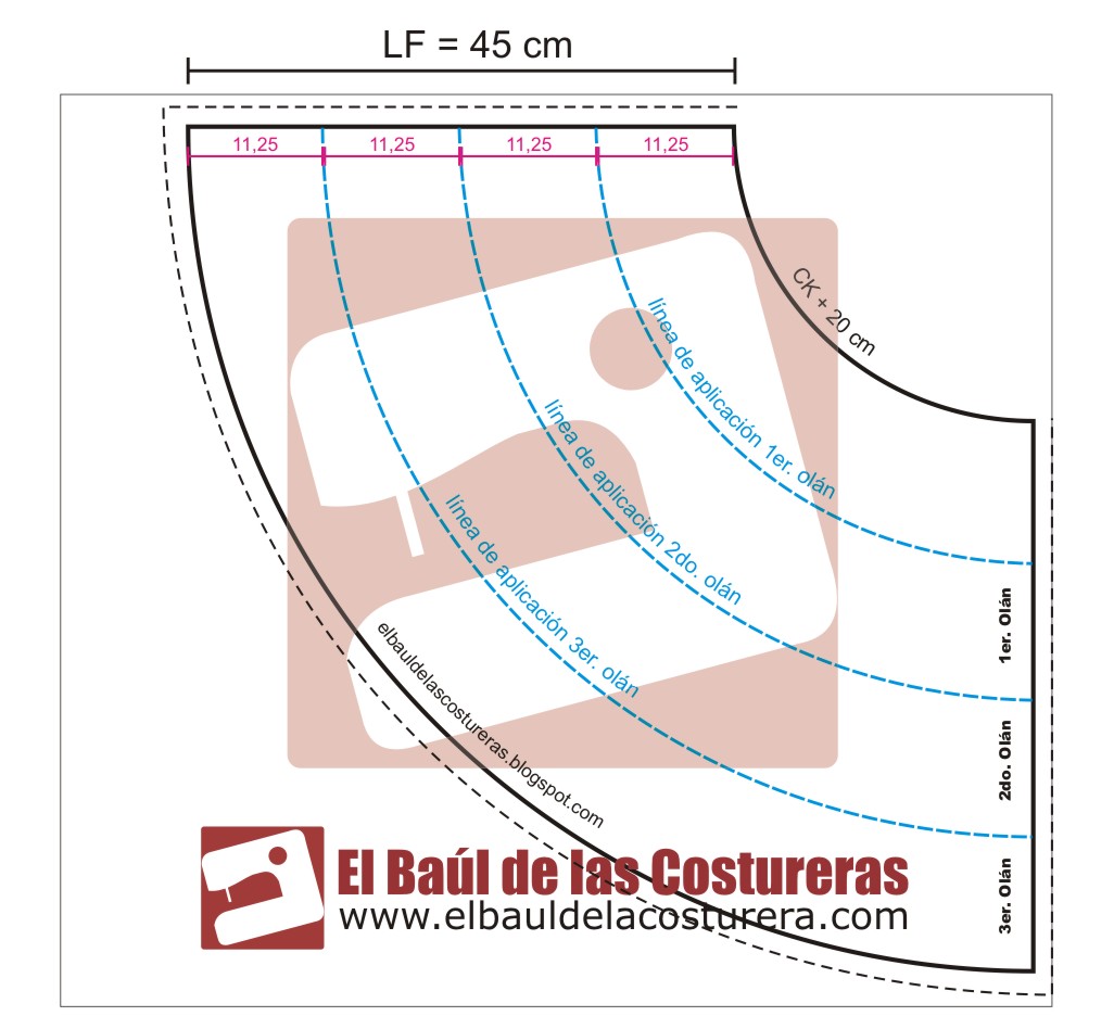 Falda Acampanada Con Olanes Trazado De Patron