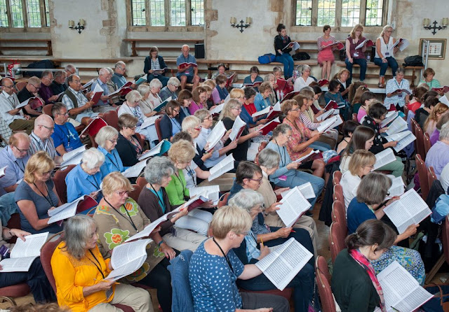 Dartington Summer School and Festival 2016: Big Choir morning rehearsal in the Great Hall