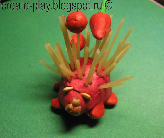 clay and pasta hedgehog from clay and pasta
