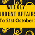 Weekly Current Affairs 15th To 21st October 2019