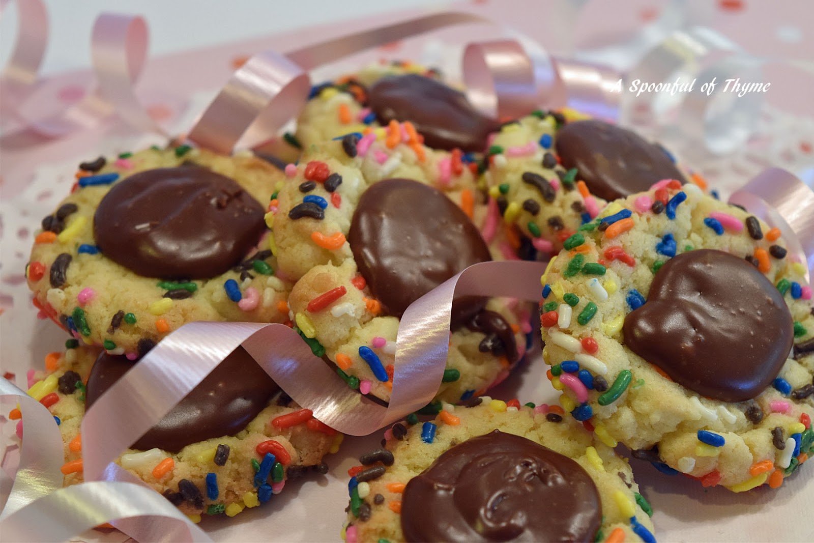 Chocolate Fudge Thumbprint Cookies with Sprinkles