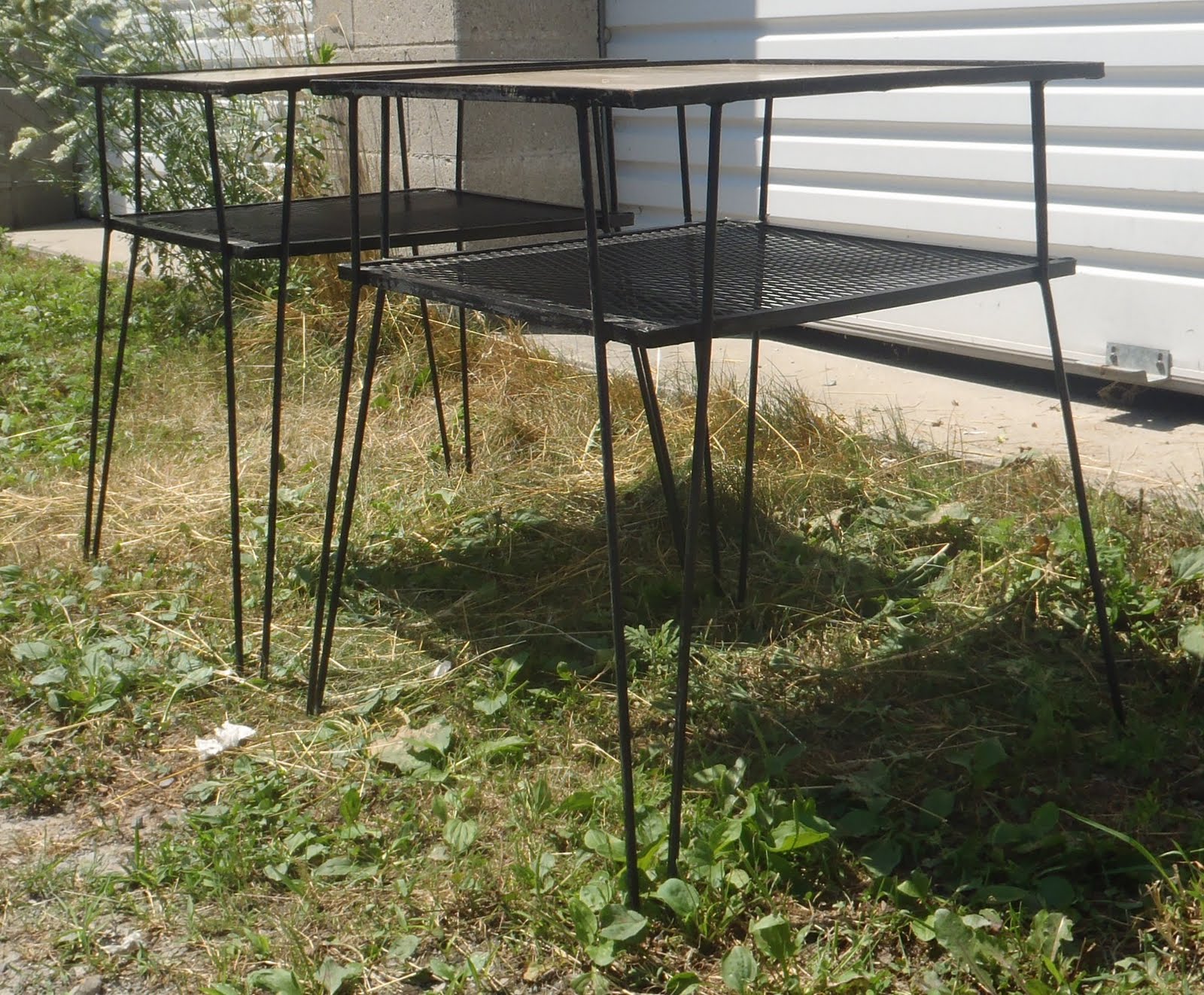 Time Capsule THESE ARE NOW SOLD Classic 1950's Black Iron Hairpin Leg Side Tables.
