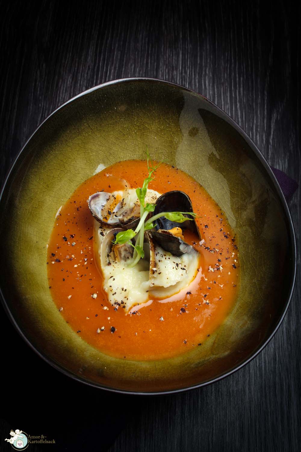 Amor&amp;Kartoffelsack: Muschelsuppe mit Pastinaken-Kartoffelpüree