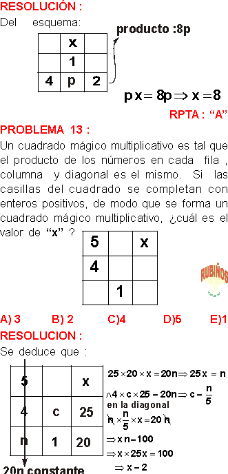 Cuadrados Magicos Ejercicios Resueltos Examen De Ingreso A La Universidad Pdf