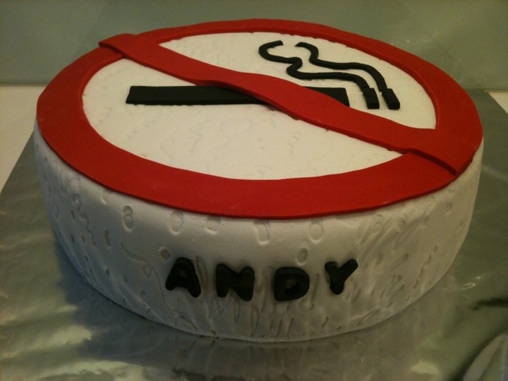 Tummy Full Of Yummy No Smoking Sign Cake