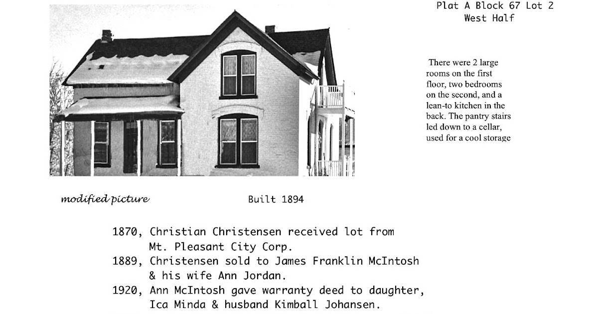 Tudy Standlee Page Mt. Pleasant Pioneer Homes and Tidbits of History