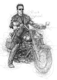 19-Arnold-Schwarzenegger-The-Terminator-Vince-Low-Scribble-Drawing-Portraits-Super-Heroes-and-More-www-designstack-co