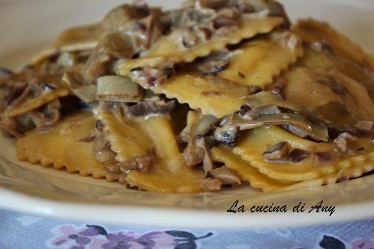 La cucina di Any Ravioli ai funghi porcini, carciofi e panna Ravioli