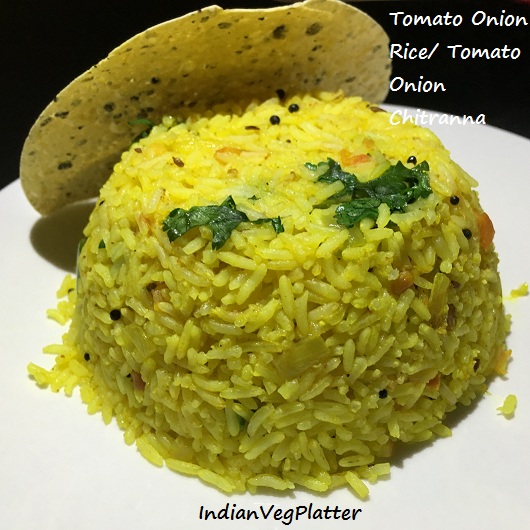 Easy, Tasty, Healthy Tomato Onion Rice / Tomato Onion Chitranna