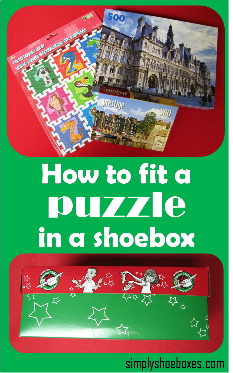 Simply Shoeboxes Fitting a puzzle in an OCC Go Shoebox