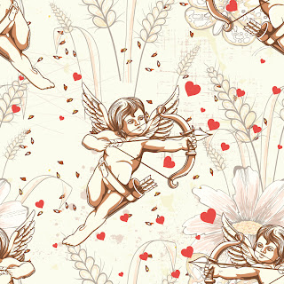 ハートに矢を射るキューピッド Cupid hearts line art イラスト素材