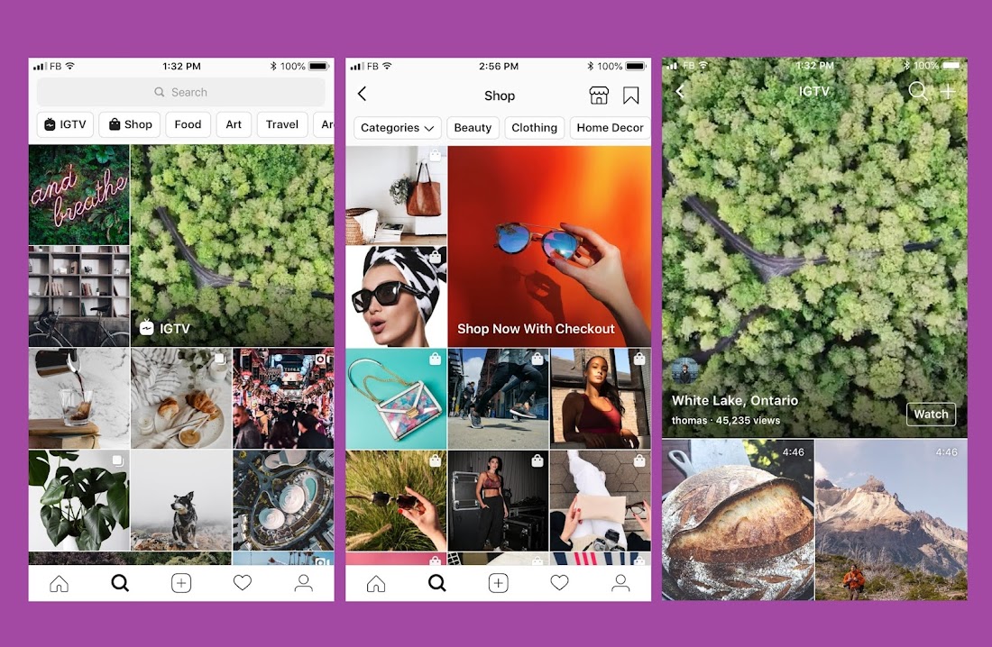 Instagram Redesign its Explore Page, Making IGTV and Shopping More Prominent