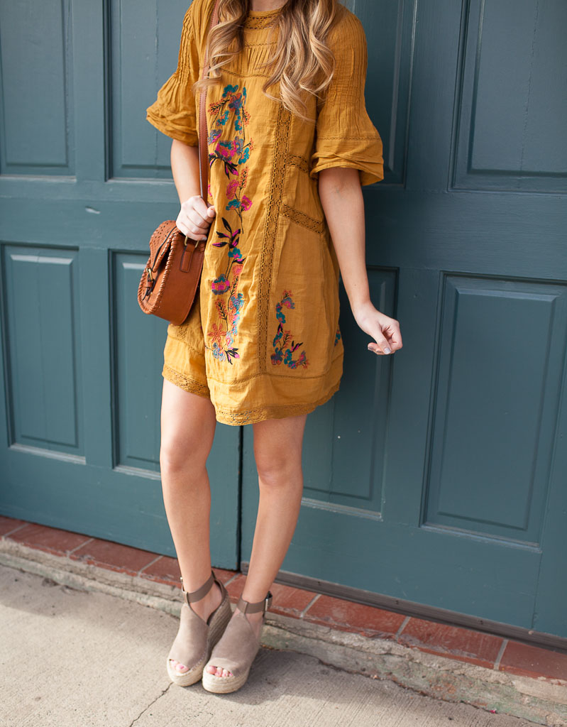 Mustard Embroidered Dress 