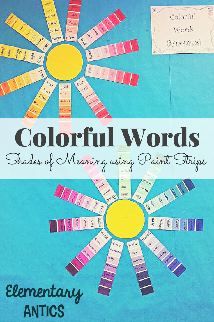 Colorful Words Using paint strips in writing! Elementary Antics