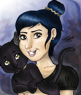 Menina com gato (desenho digital)