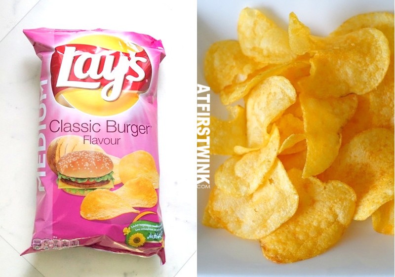 Lays chips classic burger flavour medium bag crips