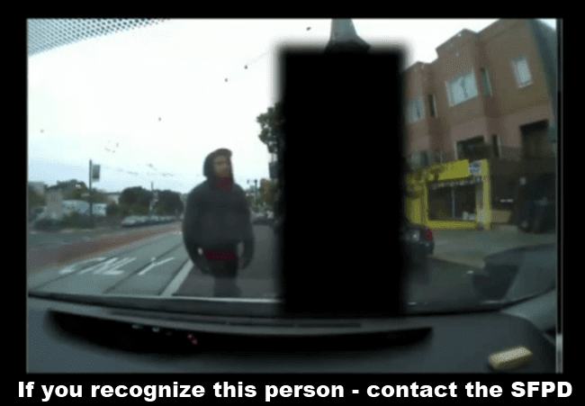 A picture of the person of interest from the dashcam video that the SFPD would like to speak with.