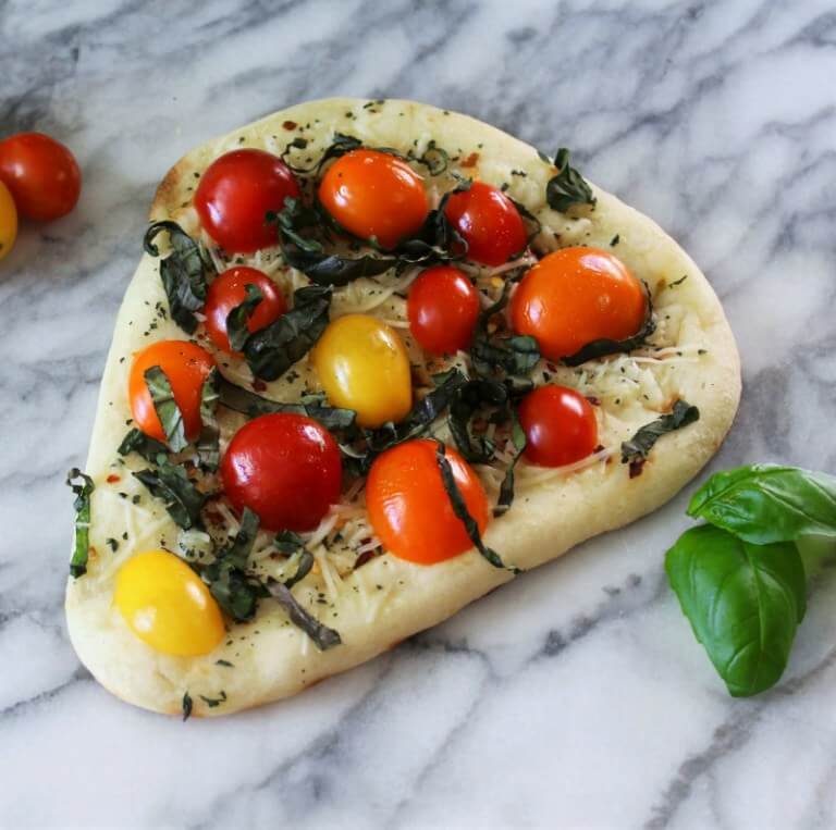 Tomato & Basil Grilled Naan Pizza