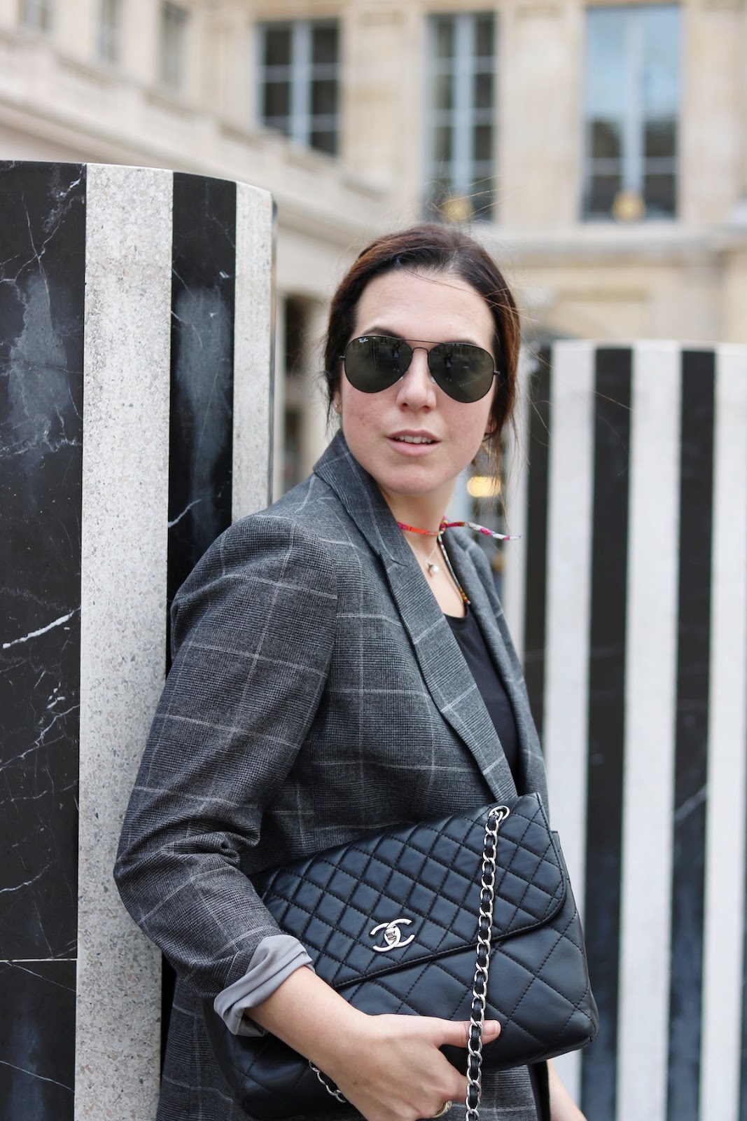 Le Chateau glen check plaid blazer outfit vancouver fashion blogger
