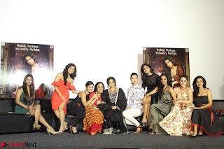 Vidya Balan with Ila Arun Gauhar Khan and other girls and star cast at Trailer launch of move Begum Jaan 013