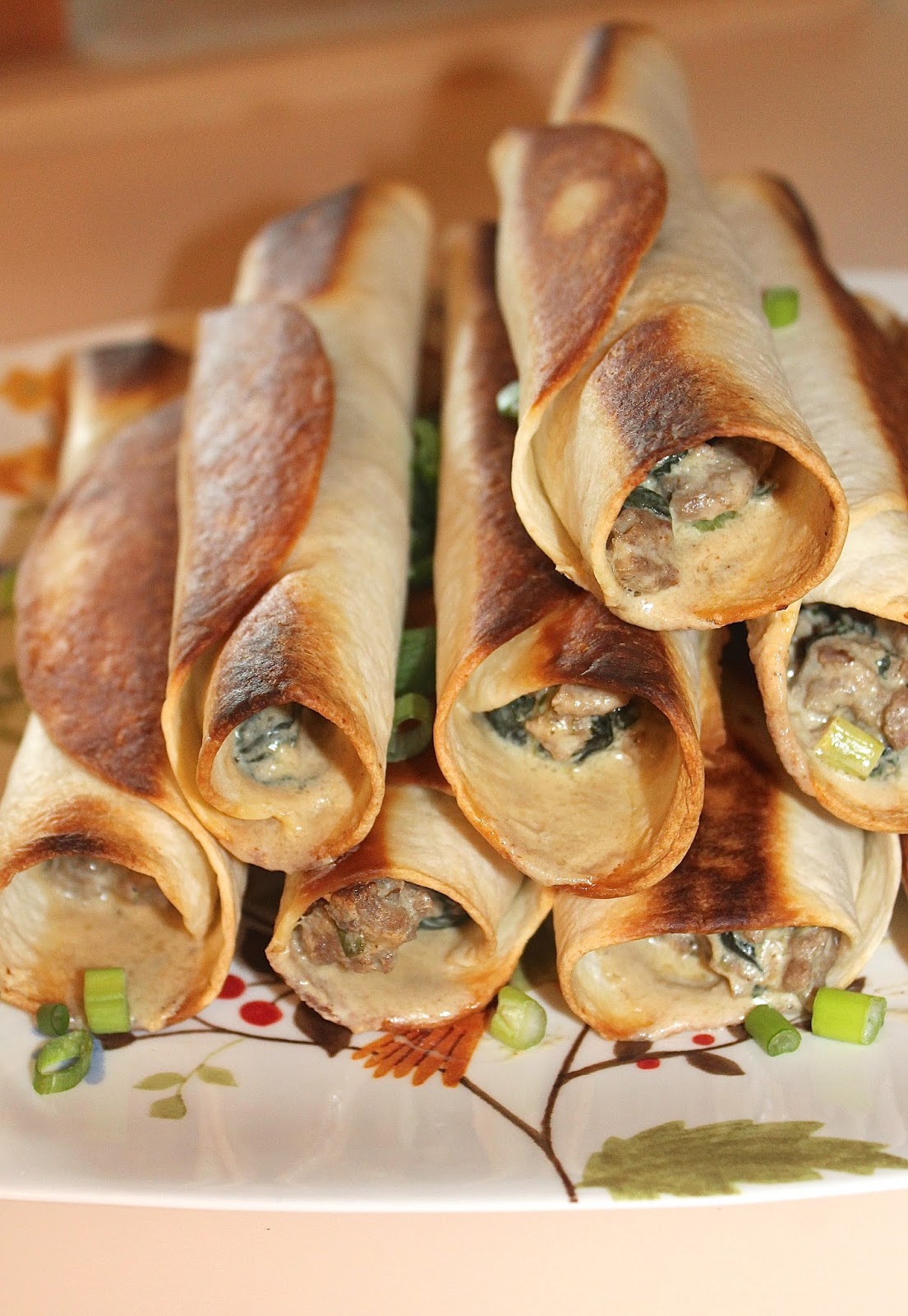 Savory Moments Turkey, spinach, and cheese flautas