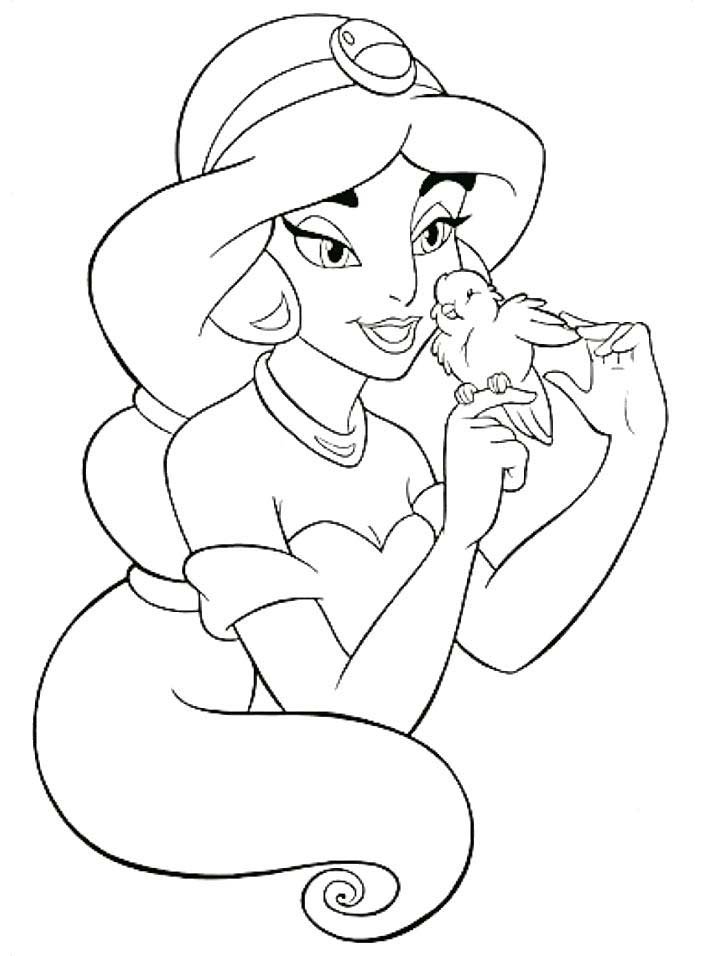 Princess Jasmine   Colorful Cartoon Coloring Pages
