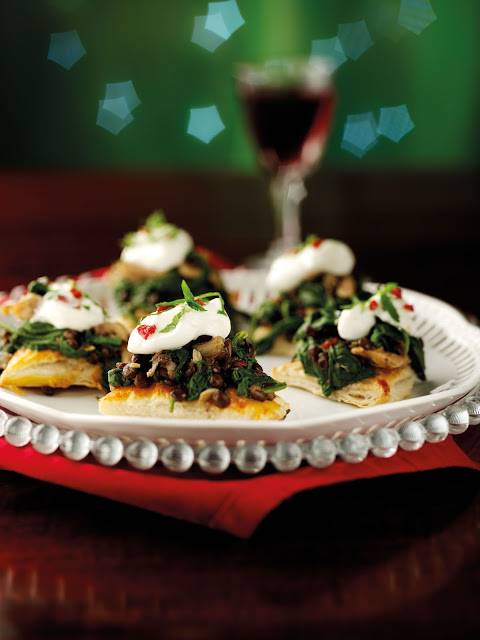 Wild Mushroom, Spinach & Puy Lentil Gallates with Chilli & Garlic Yoghurt ...