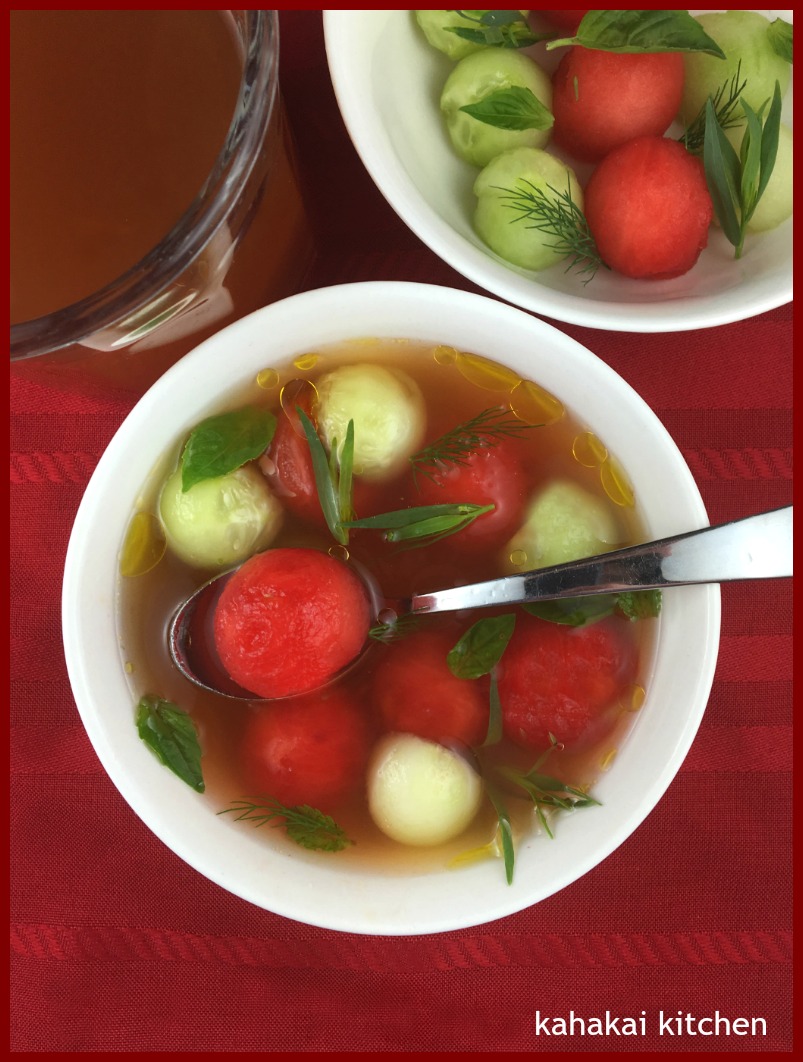 Kahakai Kitchen Curtis Stone's Tomato Consommé with Cucumber and