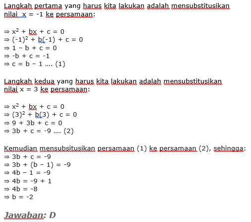 Soal Pilihan Ganda Persamaan Kuadrat Smp Kelas 9 Doc Guru Paud