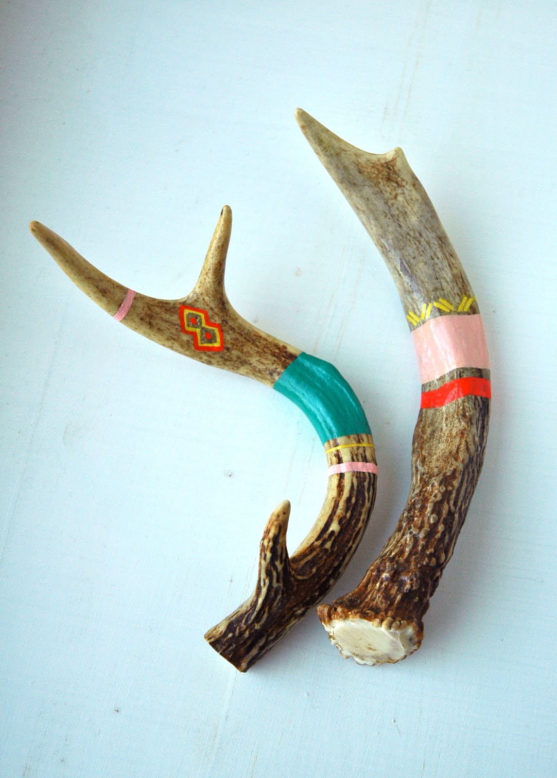 Hannah Loumeau Leonard: Hand painted Deer Antlers