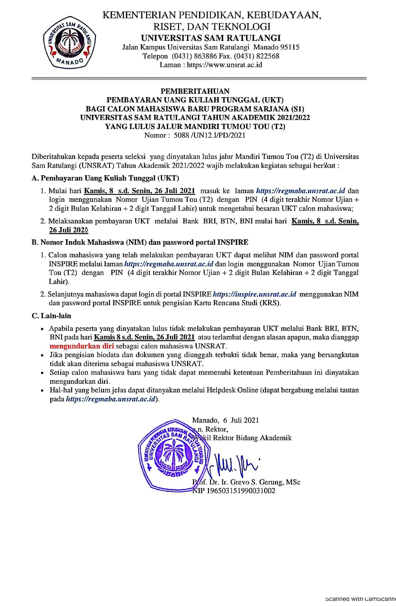 Fakultas Hukum Unsrat July 2021