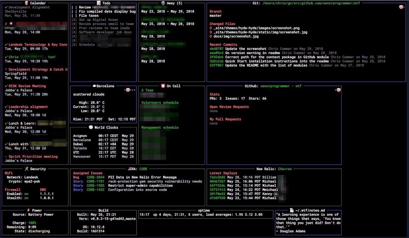 WTF A Personal Information Dashboard For Your Terminal