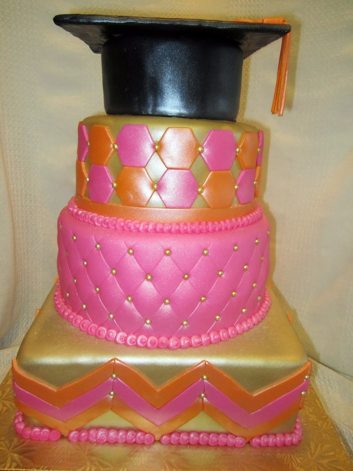 MyMoniCakes: Orange & Pink Chevron Graduation Cake