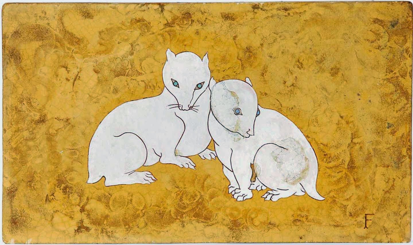 Panneau en “Lap” de Foujita : Deux chatons du désert