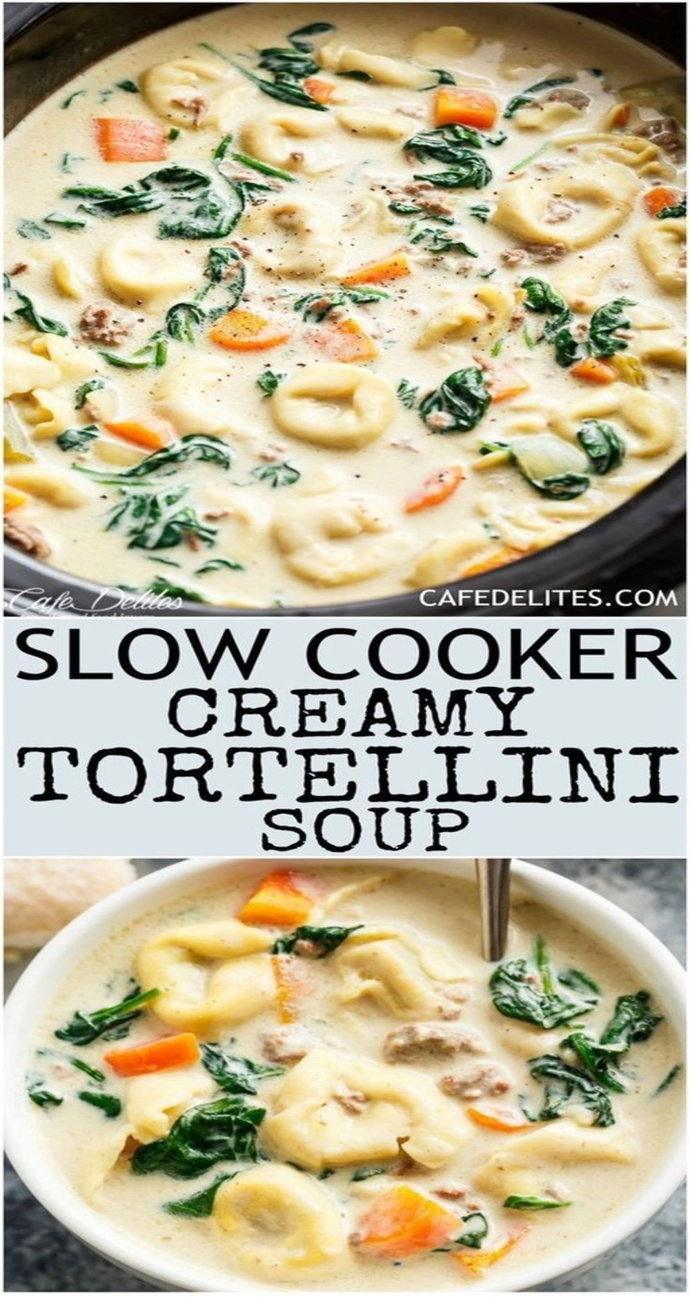 Slow Cooker Creamy Tortellini Soup