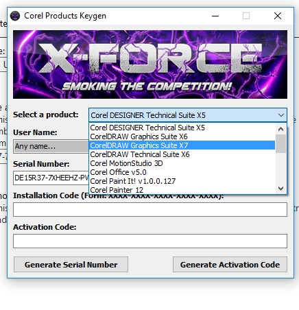 X force keygen corel x7