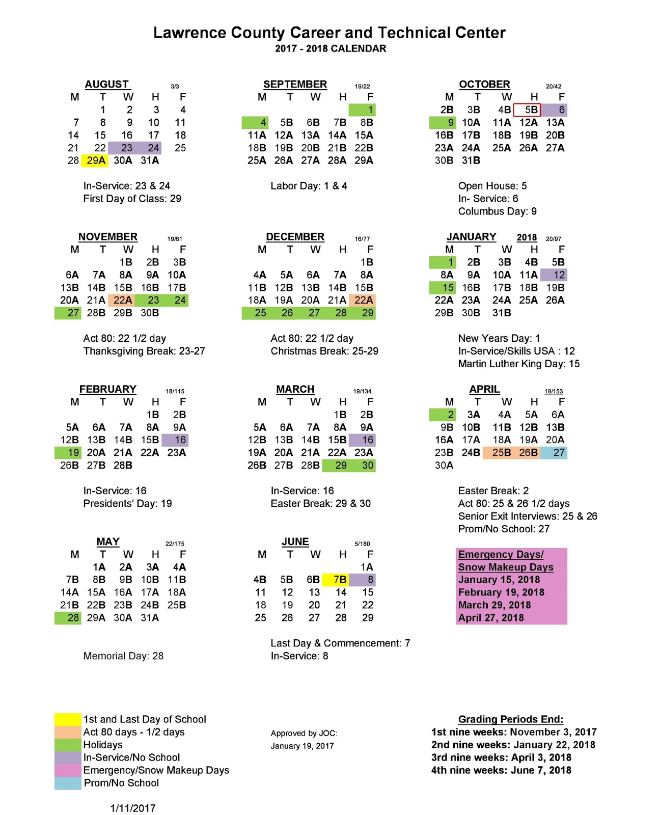 The LCCTC Eagle 20172018 Calendar