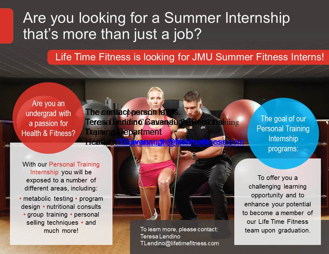 Opportunities for JMU Exercise Science Students Lifetime Fitness