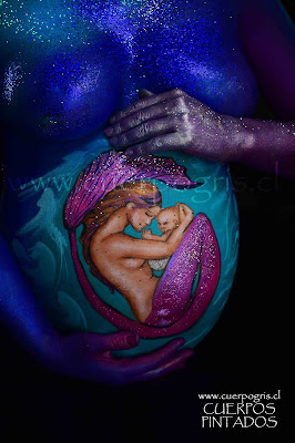 cuerpos pintados embarazada sirena