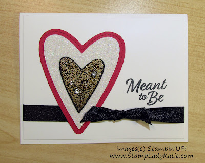 Wedding card made with Stampin'UP!'s Be Mine Stitched Framelits Dies and Meant to Be stamp set