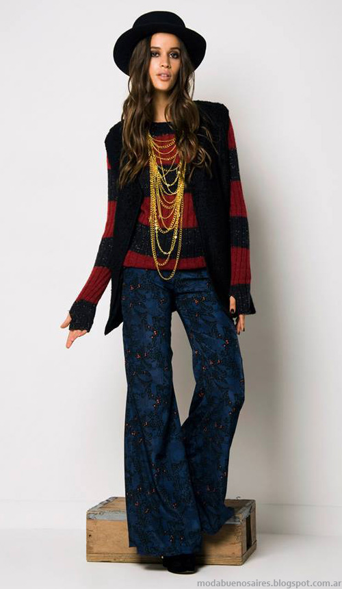 Chalecos, swaters tejidos a rayas, pantalones de invierno. Moda otoño invierno en Argentina Doll Store 2014.