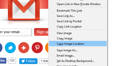 how to copy image url in mozilla firefox