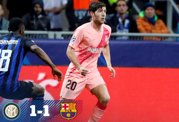 Risultato esatto finale Inter-Barcellona 1-1 con i gol di Icardi (87') e Malcom (83').