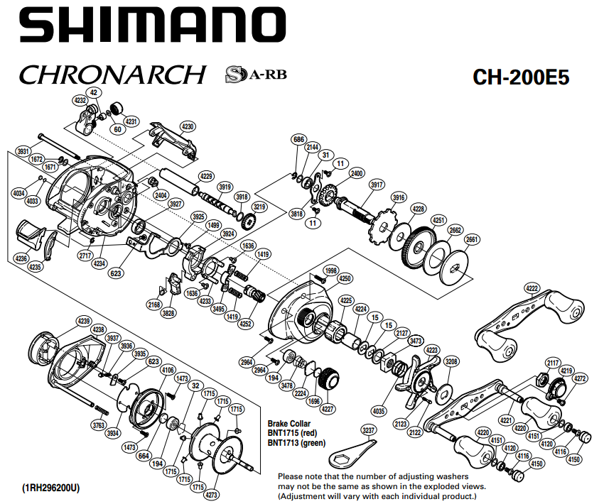 shimano chronarch 200 E 50E schematics | most complete fishing reels