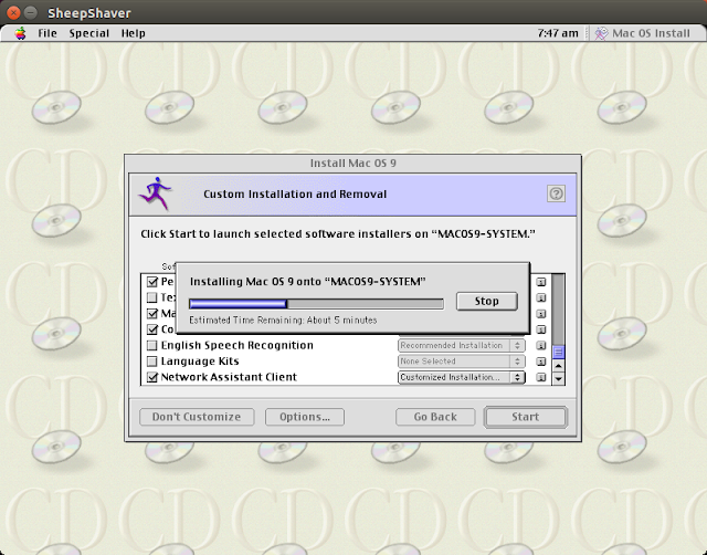 Supratim Sanyal's Blog: Mac OS 9 on SheepShaver CD ROM image installation progress