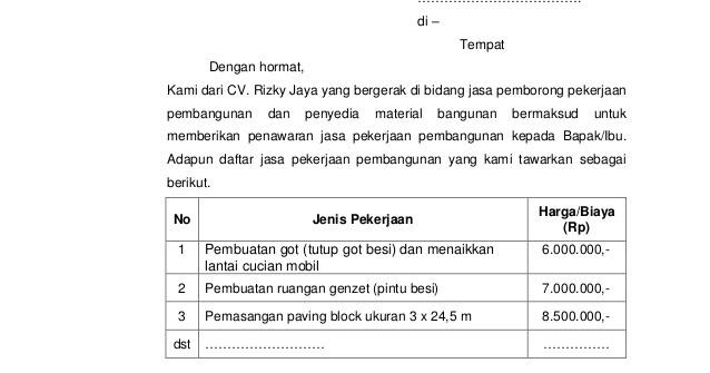 Contoh Surat Penawaran Barang Bekas Surat 25 Bertemuco